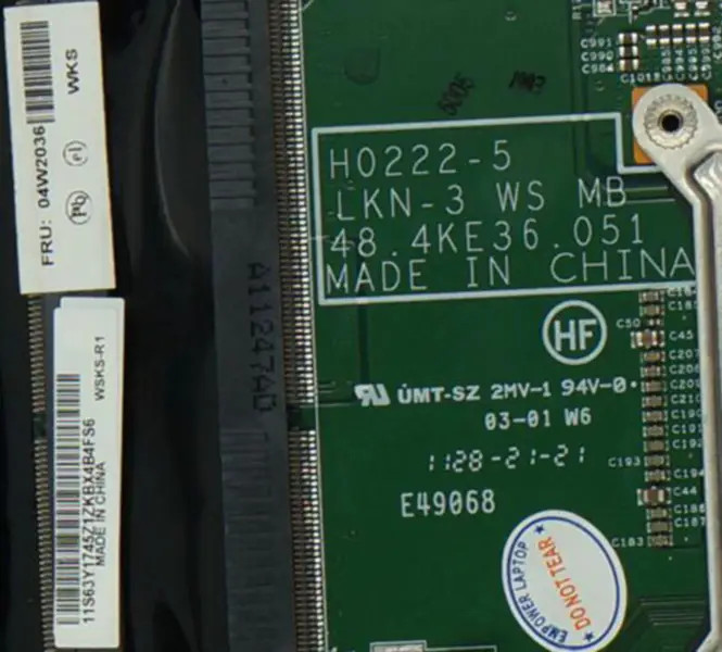 Lenovo W520 T520i PN:04W2036 Placa base