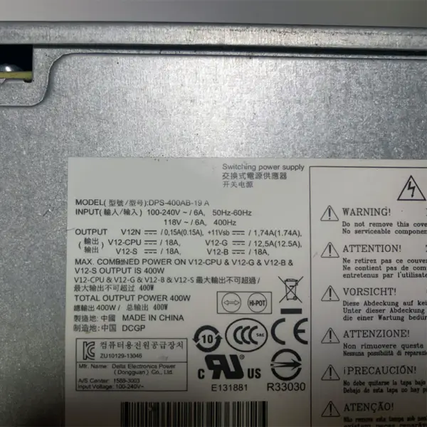 704427-001 705045-001 DPS-400AB-19 A Fuente de alimentación de 400 W para HP Z230 CMT