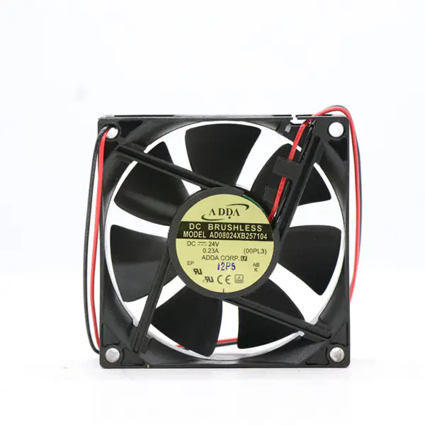 Ventilador ADDA AD08024XB257104 Ventilador axial 24V 0.23A 80*80*25MM Ventilador de refrigeración de CPU de 2 hilos