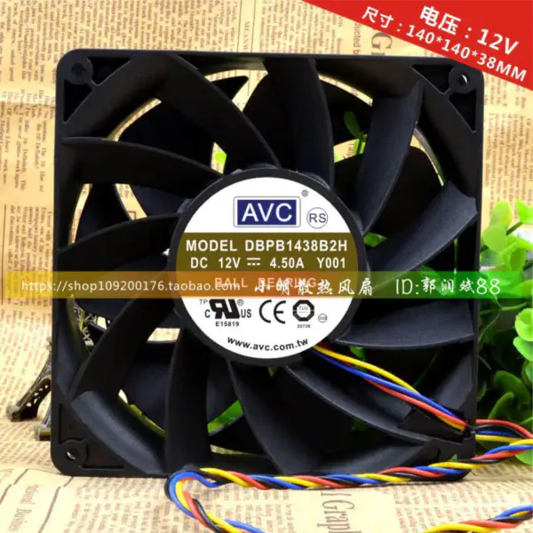 Ventilador AVC 14038 14CM 12V 4,5A DBPB1438B2H PWM