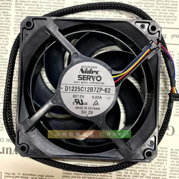 Ventilador NIDEC 12025 12CM D1225C12B7ZP-62 12V 0,22A