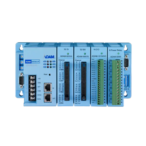 Advantech Sistema de E/S distribuidas de alta velocidad de 4 ranuras para EtherCAT Importador ADAM-5000/ECAT-AE