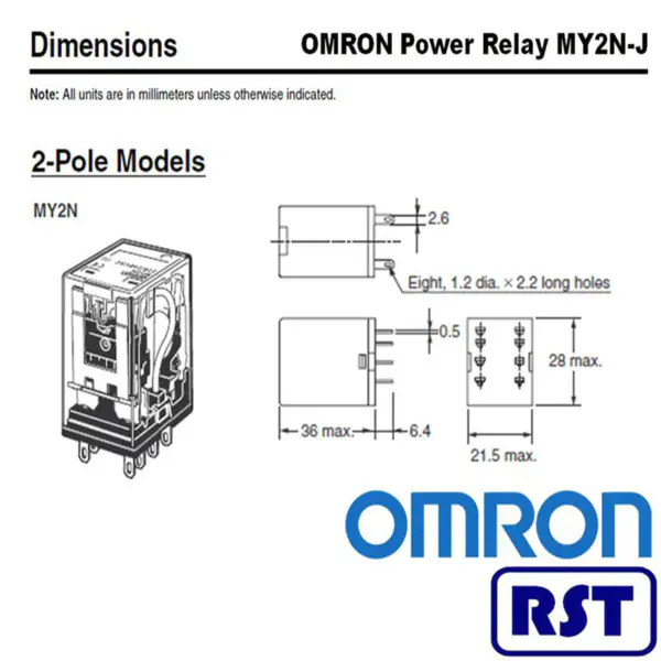 Omron 12v DPDT PCB 220/240VAC Relé de enclavamiento