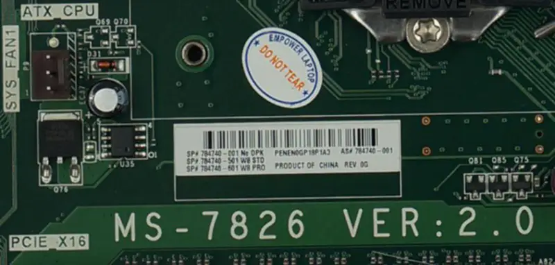 Placa base HP 810-460 MS-7826 V2.0 784740-001 784740-501 784740-601