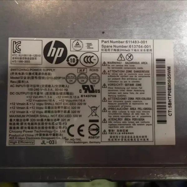Fuente de alimentación HP D10-320P1A PS-4321-2HP