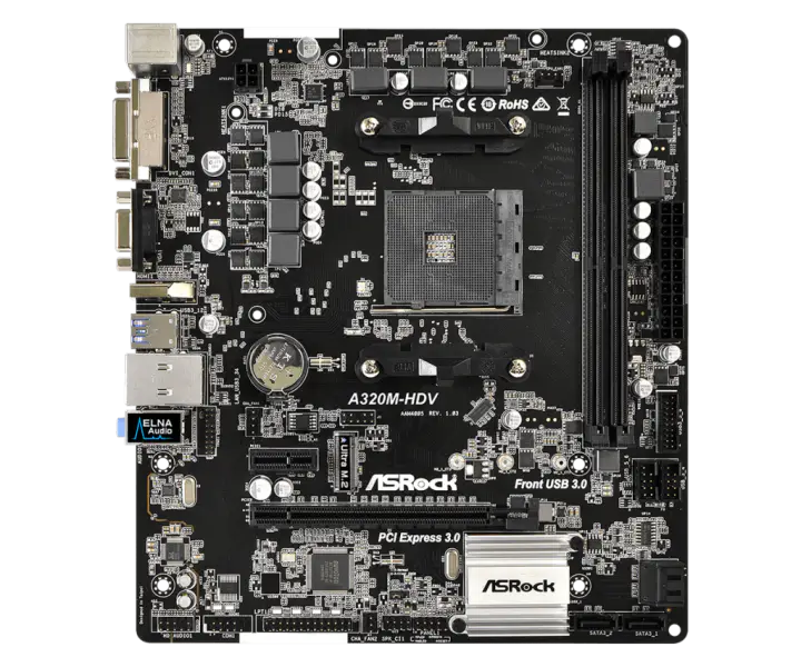 Asrock A320M-HDV Placa Base AM4 DDR4 32G M-ATX