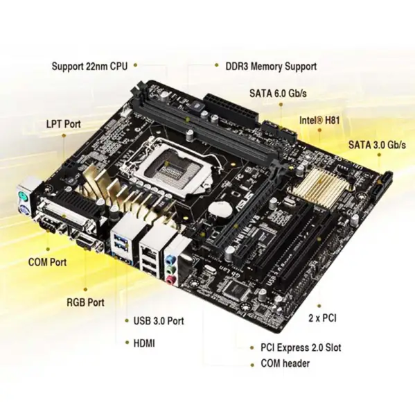 H81 Placa Base Para Asus H81m-v3