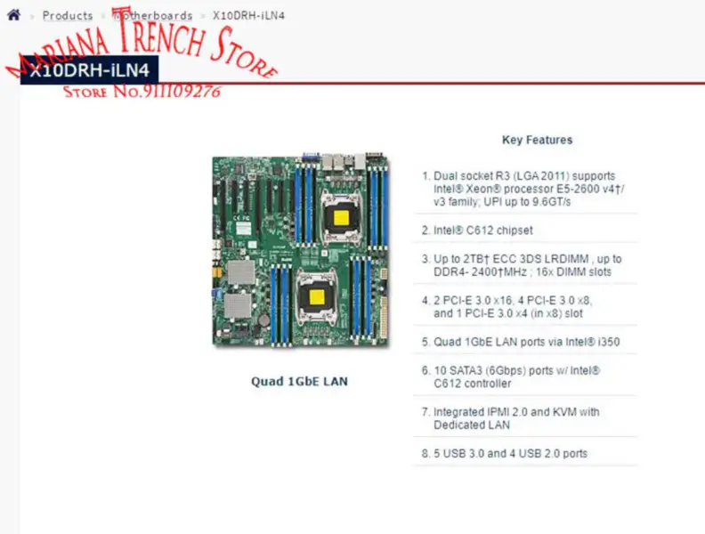 X10drh-iln4 Para Supermicro Placa Base Lga2011 E5-2600 V4/v3 Familia Ddr4 Ipmi 2.0