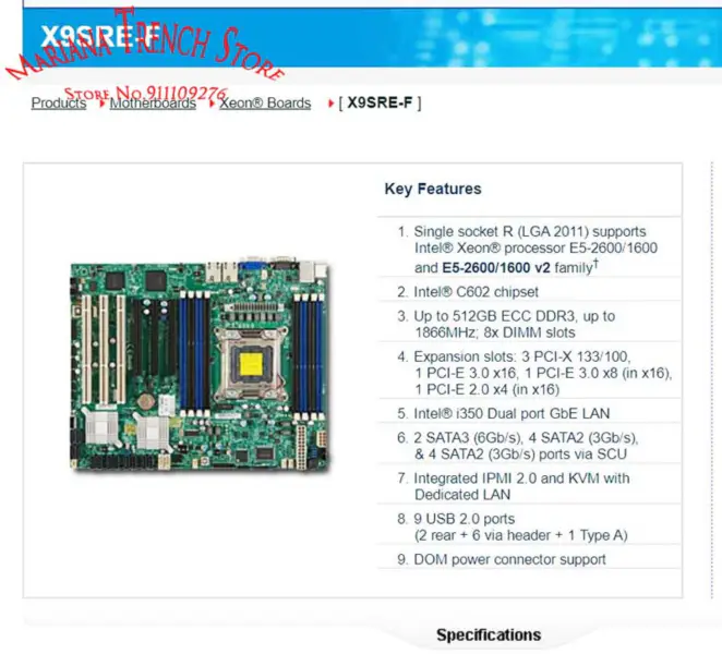 X9sre-f Para Supermicro Placa Base Lga2011 E5-2600/1600 V1/v2 Familia Ddr3 3 Pci-x 133/100