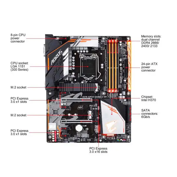 H370 Aorus Gaming 3 Wifi Para Gigabyte Lga1151 H370 Ddr4 64gb Core I7/i5/i3 Atx Motherboard