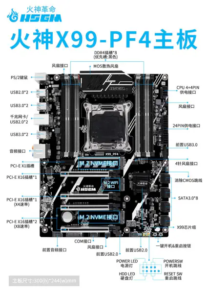 Hsgm X99-pf4 Soporte 22nm Procesador Servidor Universal Pci-e 3.0 Placa Base Ordenador