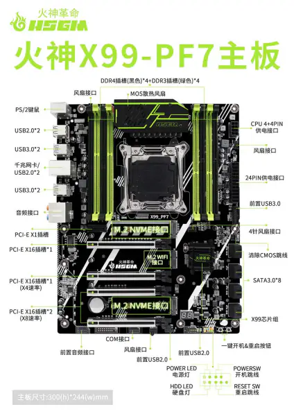 Hsgm X99-pf7 Soporte Cuatro Canales Ddr3/ddr4 Chipset X99 Placa Base Servidor