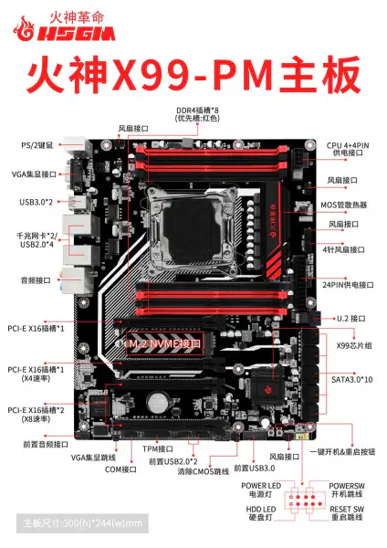 Hsgm X99-pm Lga 2011-3 Cpu Socket Placa Base de Ordenador de Servidor