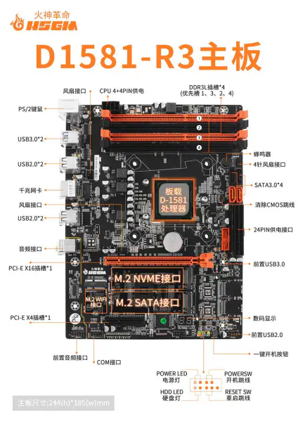 Hsgm D1581-r3 Gigabit Placa Base Para Servidor De Gama Alta Ddr3l*4 Ranura De Memoria