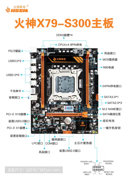 Hsgm X79-s300 Placa Base Servidor 4*usb3.0+9*usb2.0 Puerto128gb Memoria Placa Base Ordenador Alto Rendimiento