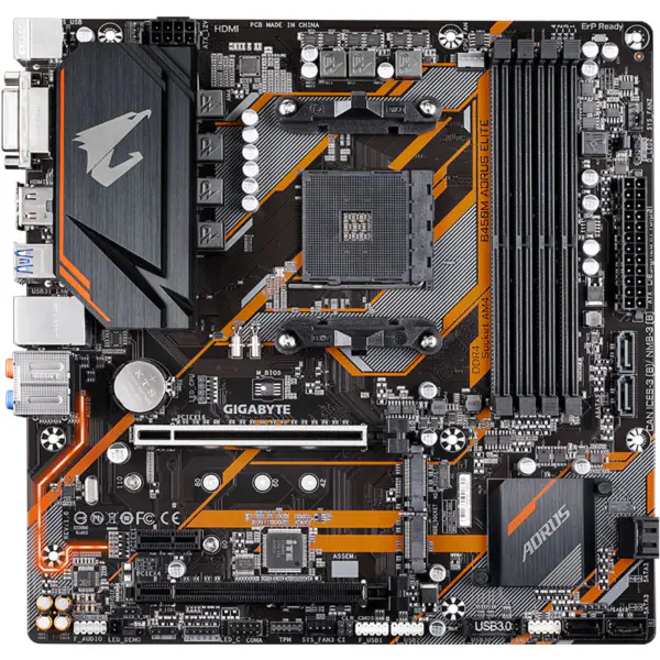 Gigabyte GA B450M AORUS ELITE Placa Base AMD B450 DDR4 DIMM USB3.1 Micro-ATX 64G