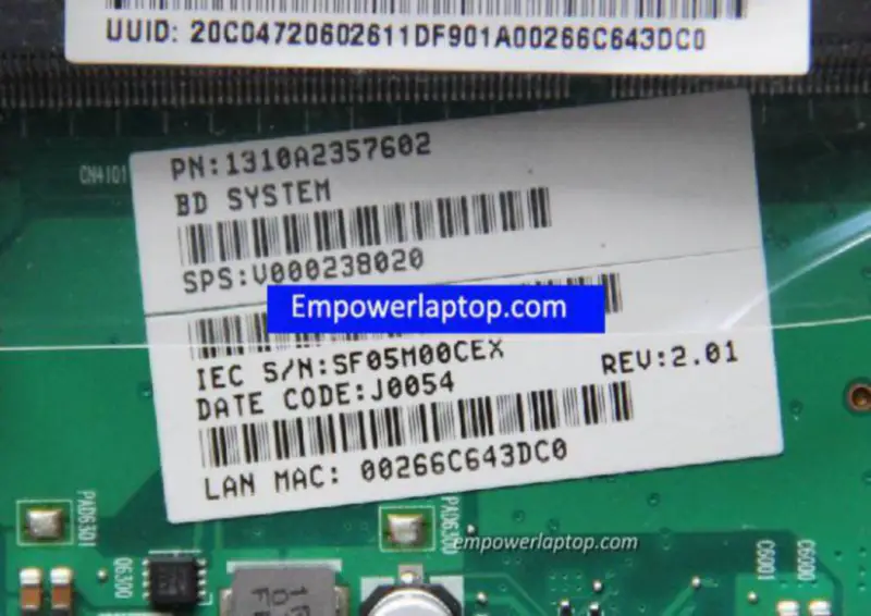 Toshiba C600D V000238020 1310A2357602 Placa base