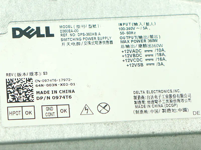 Para Dell Precision 5720 Workstation AIO Fuente de alimentación D360EA-00 974T6 360W