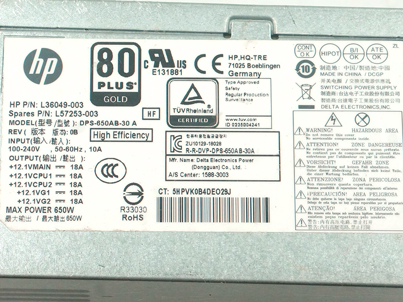 Fuente de alimentación para HP 800 Z2 G4 4Pin 650W Switching Power Supply DPS-650AB-30 A L36048-003 L36049-003 L57253-003