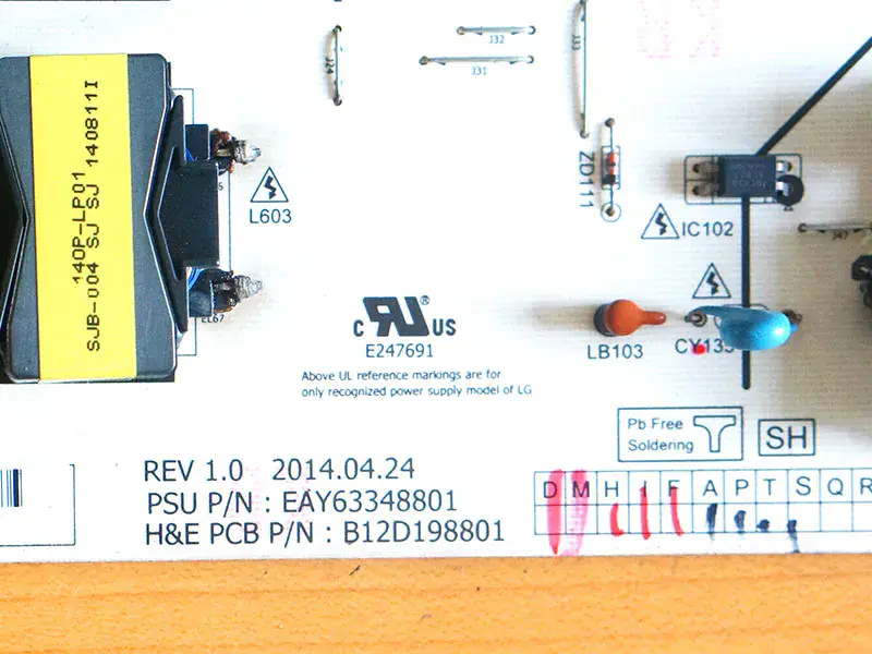 LG 55EC9300-CA EAY63348801 placa de circuito impreso