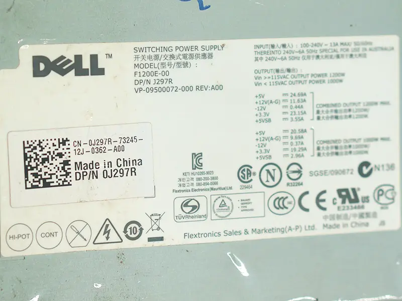 Fuente de alimentación Dell F1200E-00 VHM5V