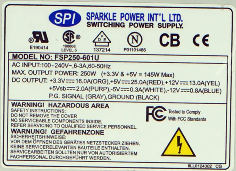Fuente de alimentación FSP FSP250-601U 250W AT 1U
