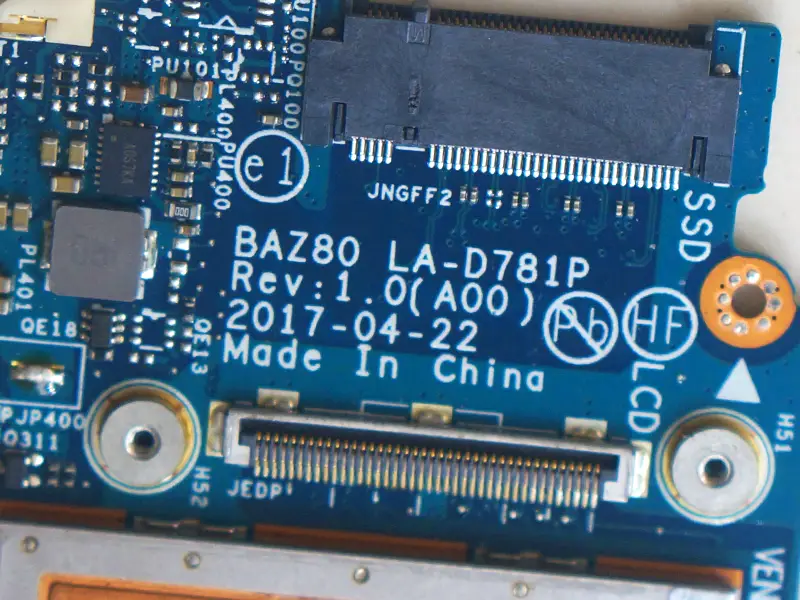 Placa base Dell XPS 13 9365 LA-D781P I7-7Y75 8G