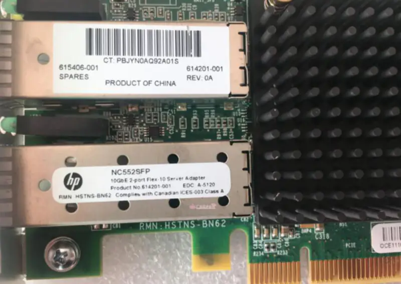 Adaptador de servidor Ethernet de 2 puertos HP NC552SFP 10GbE 614203-B21 615406-001 614201-001