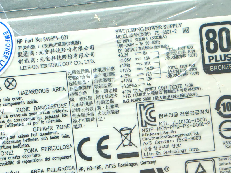 Fuente de alimentación HP DPS-500AB-20A 746177-002