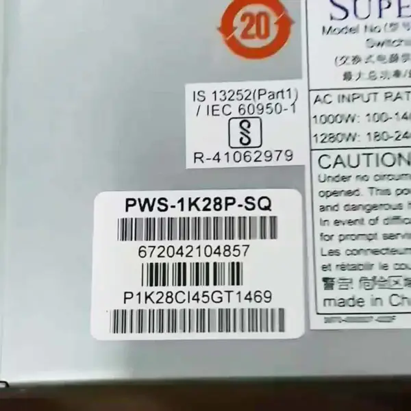 En Stock Supermicro 1280w 80 Plus Platinum Fuente De Alimentación Pws-1k28p-sq Para Servidor 1u / 2u