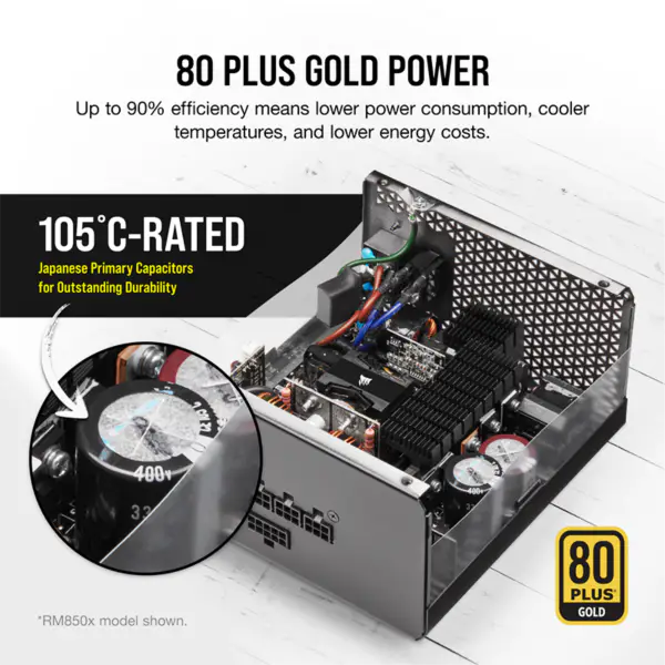 Cors Air Fuente De Alimentación Psu Rm750x 750w Certificación Oro Módulo Completo Fan Start-stop Intelligent Wake-up Rps0123