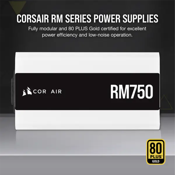 Cors Air Fuente De Alimentación Psu Rm750 750w Blanco Módulo Completo 80plus Gold Fuente De Alimentación 140mm Ventilador De Bajo Ruido Smart Wake-up Rps0119