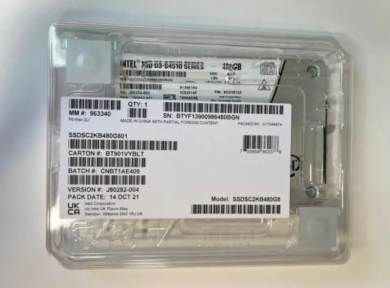 Unidad SSD Intel serie S4510 D3-S4510