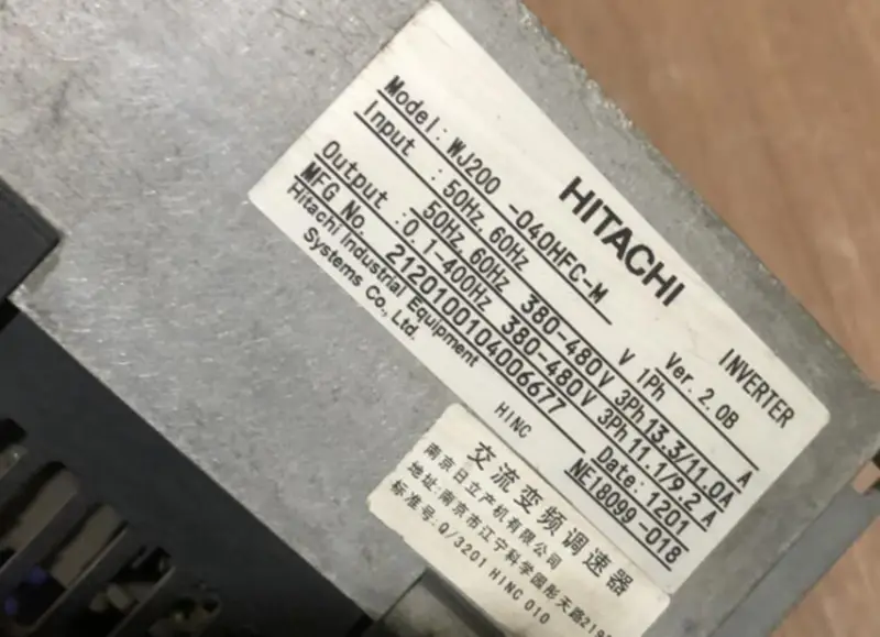 HITACHI INVERTER WJ200-040HFC-M 4.0KW NUEVO