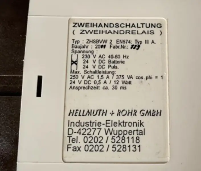 HELLMUTH+ROHR ZHSBVW2 RELÉ