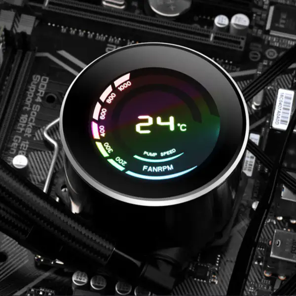Sama 36cm Aio Cpu Cooler Radiador Pantalla De Cobre Agua Refrigeración Líquida Pc Cpu Cooler Rgb Glow Con Pantalla De Temperatura Del Ordenador
