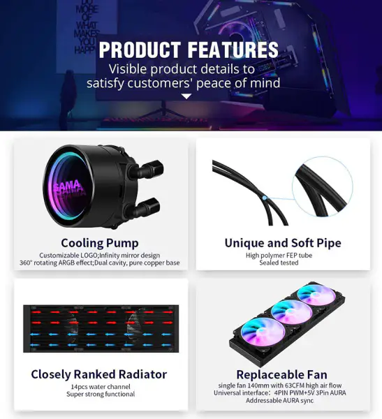 Sama Disipador De Aluminio De Cobre Refrigeración Por Agua Liquid Cooler Para Pc Case