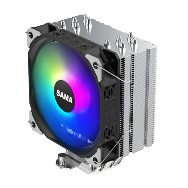 Sama Am4 Am5 Cpu Air Coolers 5 Tubos de Calor Electroplate Processor Cooling 115x/1366/1200/2011/2066/1700 Air Cooler