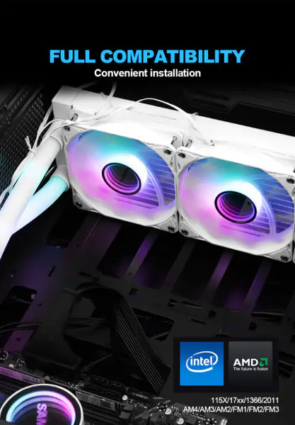 Sama Custom Argb Tubos 240 Arco Iris Direccionable Rgb Aio Cpu Agua Refrigeración Líquida Ventilador Radiador Bloque Placa Kit Sistema