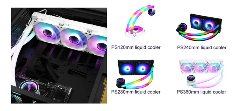 Sama Custom Argb Tubos 240 Arco Iris Direccionable Rgb Aio Cpu Agua Refrigeración Líquida Ventilador Radiador Bloque Placa Kit Sistema