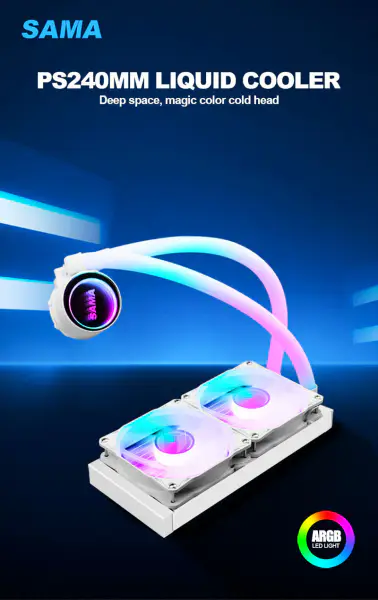 Sama Custom Cpu Cooler Disipadores De Calor 240 Rgb Ventilador Para Intel Amd Cpu Lga775/115x Am4 Am5 Ryzen 12600k Cpu Liquid Cool