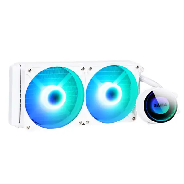 Sama 240 Blanco Infinito Espejo Diseño Arco Iris Direccionable Rgb Aio Cpu Agua Refrigeración Líquida Ventilador Radiador