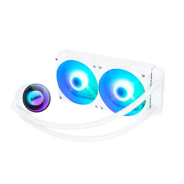 Sama 240 Blanco Infinito Espejo Diseño Arco Iris Direccionable Rgb Aio Cpu Agua Refrigeración Líquida Ventilador Radiador