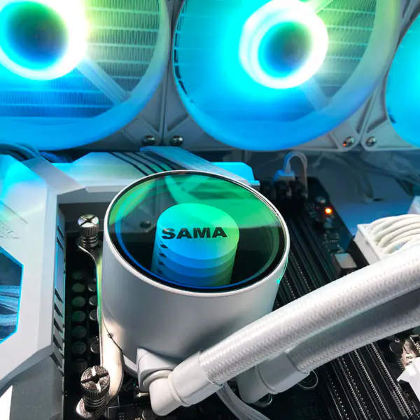 Sama 240 Blanco Infinito Espejo Diseño Arco Iris Direccionable Rgb Aio Cpu Agua Refrigeración Líquida Ventilador Radiador