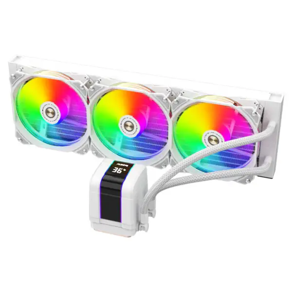 Alseye 360mm Blanco Frame Sync Argb Aio Liquid Cooler Con Pantalla De Temperatura Para Cpu 12th Gen