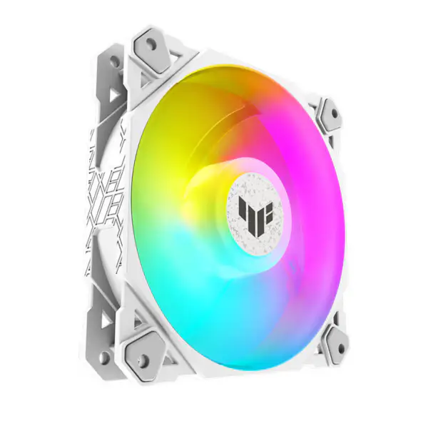 AsUs Tuf Gaming Blanco Tf120 Ventilador Pc Blanco Puro Diseño Argb Ventilador Pwm Control Temperatura Control Velocidad Doble Capa Led Array