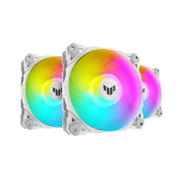AsUs Tuf Gaming Blanco Luz Heroica Tf120 Ventilador De Chasis 3 Pcs Argb Ventilador Con Efecto De Iluminación Controlador Tuf Gaming Tf120 Argb 3en1